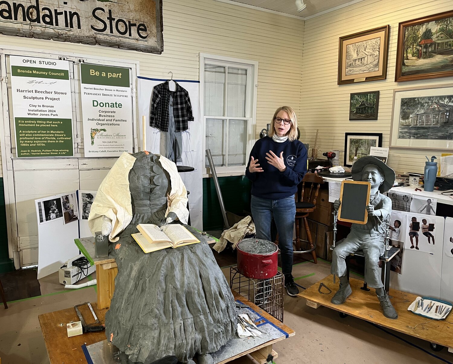 Artist Brenda Councill talks about the process of creating the life-sized sculpture of Harriet Beecher Stowe.